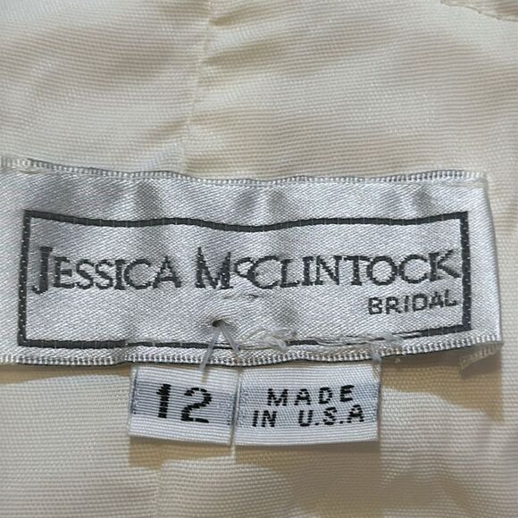 Vintage Jessica McClintock bridal dress cream mesh top. Ivory color size 12 - Picture 9 of 13